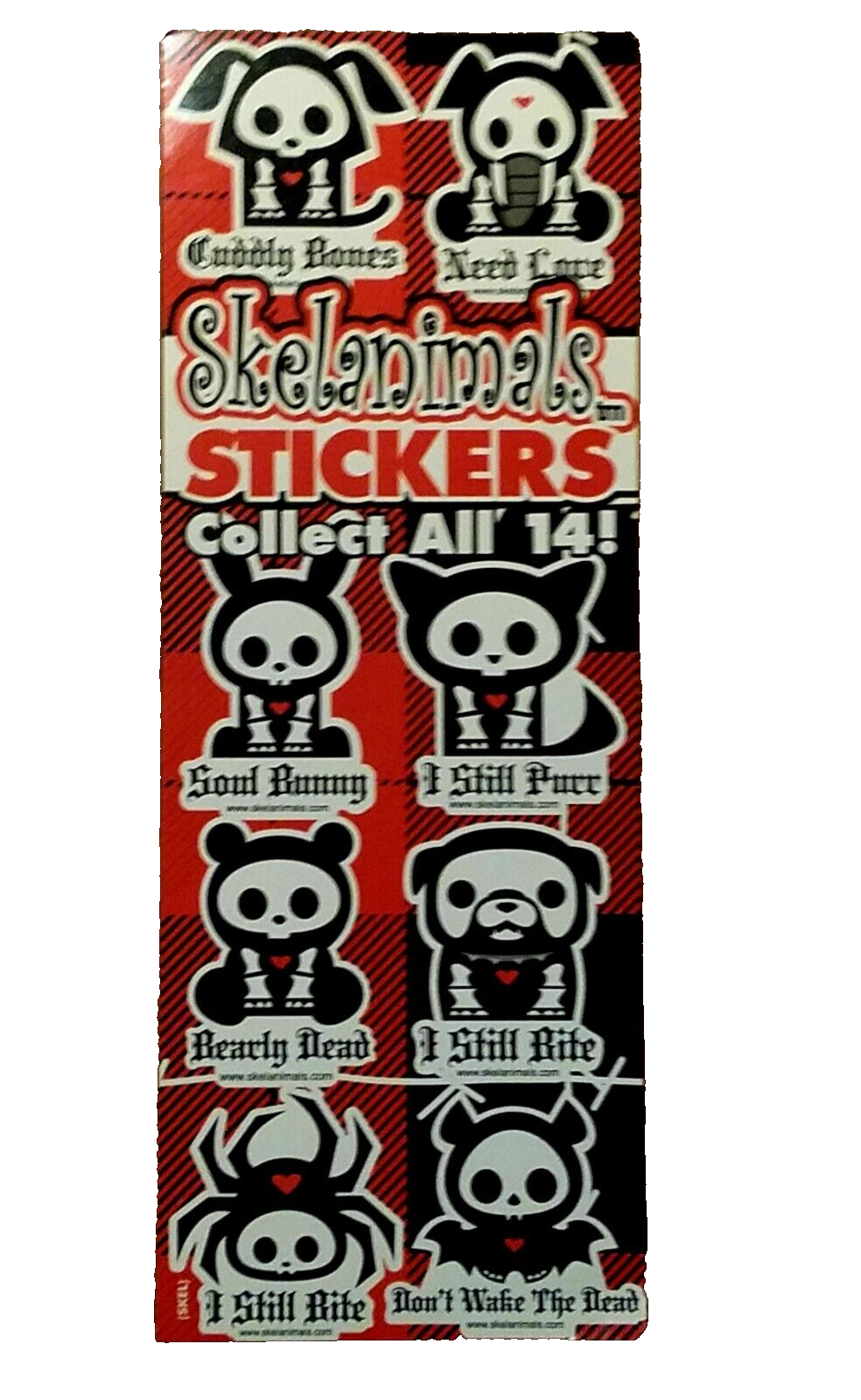 Skelanimals Full Set of 14 Vtg Vending Machine Stickers Cute Skeleton