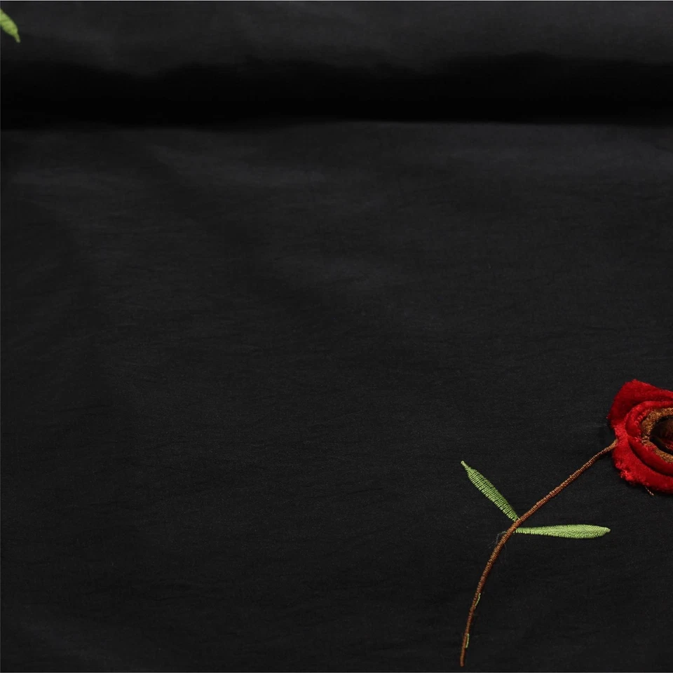 Kleidertaft Stoff 100 x140 cm.schwarz bestickt Dekostoff Meterware - Bild 2 von 4