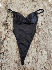 Victoria's Secret 34C Second Skin Satin Thong Panty Bodysuit Hi-Leg