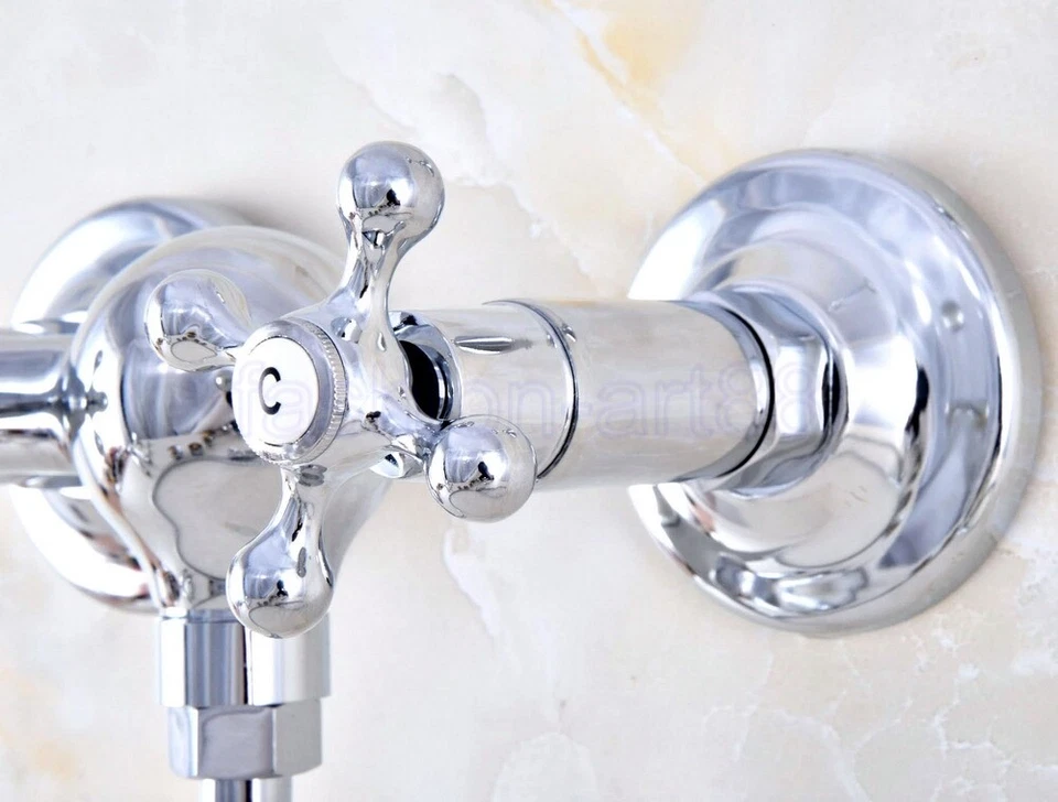 Chrome Bathroom Handheld Shower Faucet Set  With Ceramic Hand Spray fna776 - Image 3 of 4