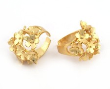 Flowers Ring Adjustable Ring Shiny Gold Plated brass 18mm 8US inner size 2609