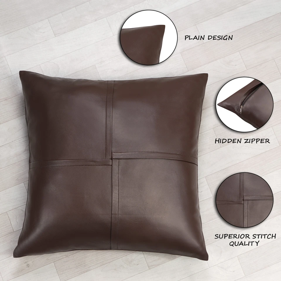 NUEVA Funda de Almohada de Cuero Marrón Piel de Cordero Sofá Funda de Cojín Decoración de Habitación y Dormitorio Foto 3 de 4