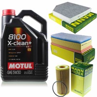 MANN-FILTER Inspektionspaket 5L Motul 8100 X-Clean+ 5W-30 FüR Audi A4 Avant 1.8