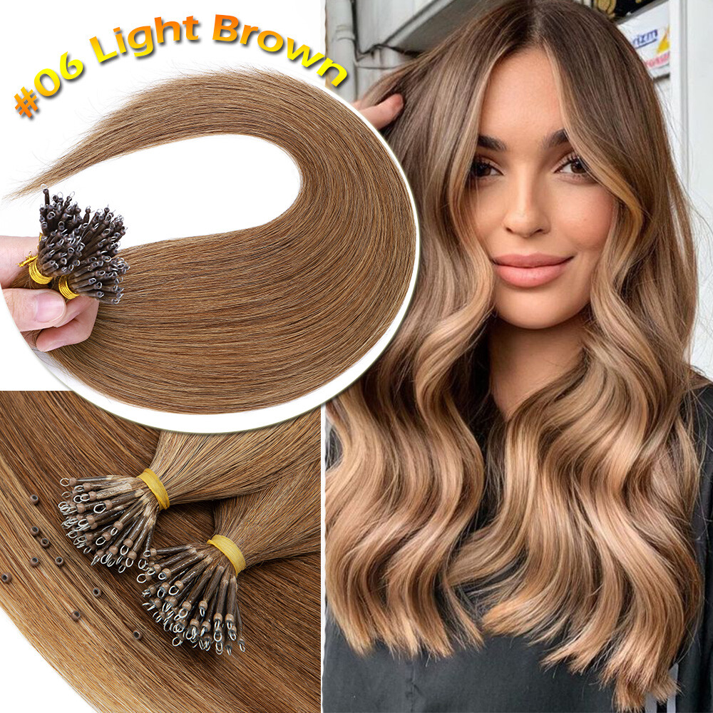 Extensions De Cheveux Humains Naturels Nano Ring/Micro Loop - Lot De 50, 100, 150 Mèches, Qualité Remy