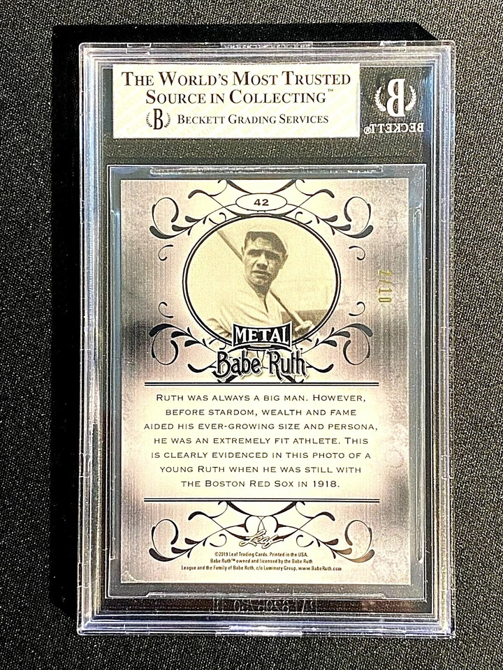 2019 LEAF METAL BABE RUTH GREEN SSP 2/10 #42 BGS 6.5 MINT N.Y. YANKEES G2013 - Image 2 of 2