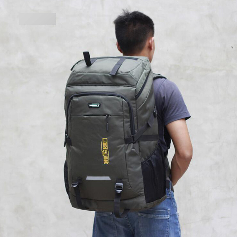 45L Men's Canvas Backpack - Large Travel Bag Mountaineering Backpacks (D78)(LT3)