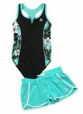 Gerry Girls' One Piece Swimsuit with Matching Swim Shorts, Aruba