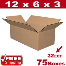 75 - 12x6x3 Cardboard Boxes Mailing Packing Shipping Box 32ECT Corrugated Carton