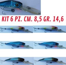 6 MINNOW ARTIFICIALE PESCA SPINNING CRANK BASS TROTA TIPO RAPALA ESCHE ARTIFICIA