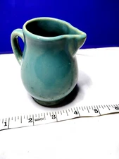 Vintage Rosemeade Bluegreen Mini Pitcher/ Creamer 3 1/2" tall Still Has Sticker