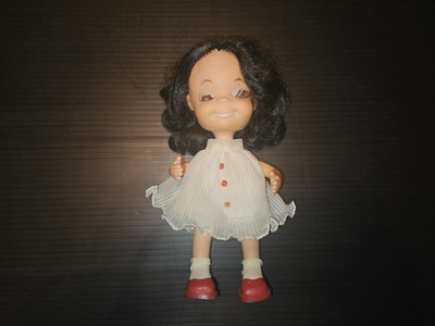 Vintage Uneeda Little Miss Sophisticate Doll 1967 Black Hair Lashes Red Shoes 