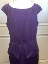 David Meister Deep Purple Sheath Dress - Sz 10 Peplum Gorgeous