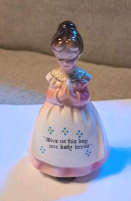 Vintage Enesco Salt Shaker Girl Praying ''Give Us This Day Our Daily Bread''