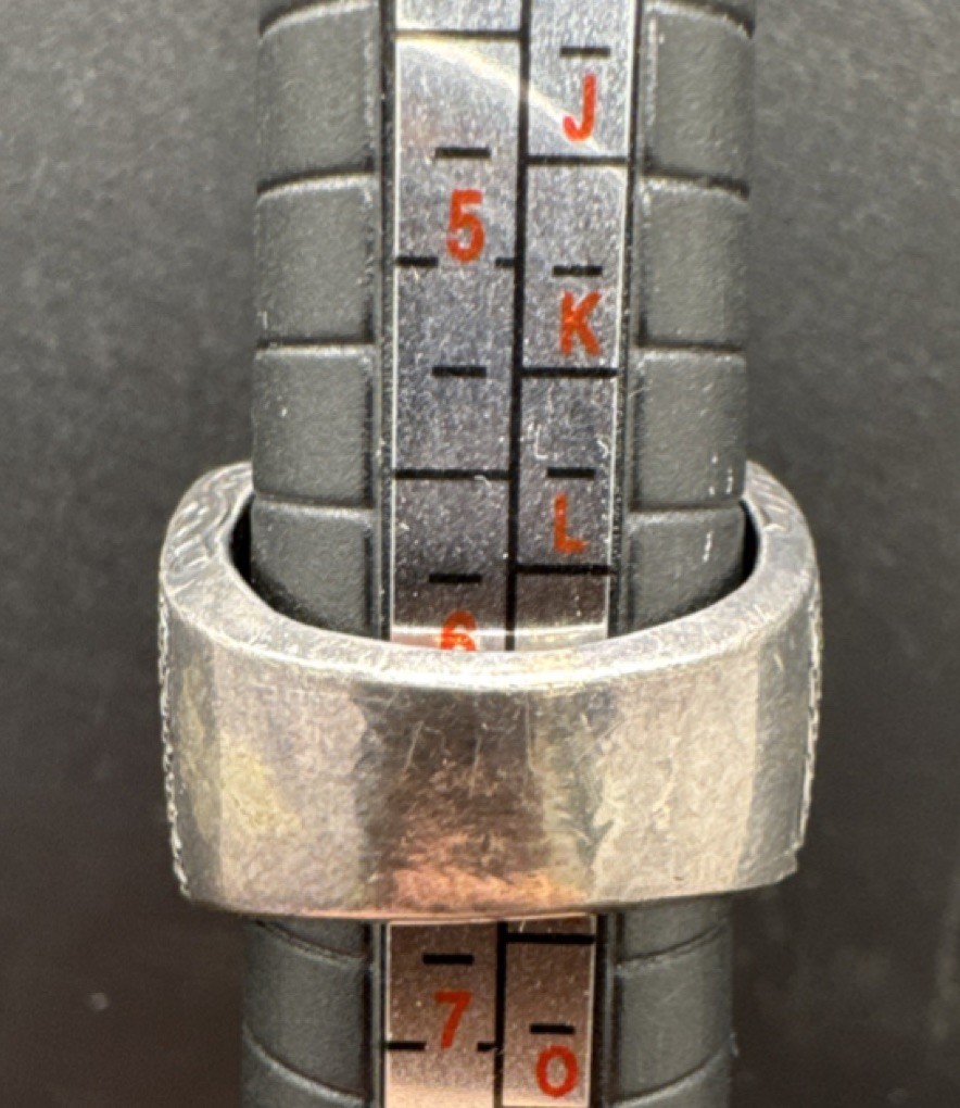 Vintage Silver Band Ring with Rectangular stone S… - image 9