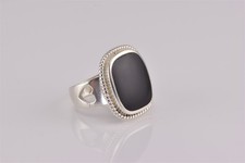 Sterling Silver Coiled Rope Black Onyx Statement Hearts Band Ring 11g 925 Sz: 7