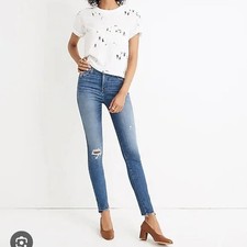 MADEWELL High Riser Skinny Distressed Jeans Drop Hem Ankle Size 2
