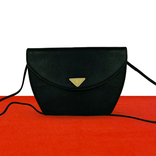 Yves Saint Laurent Shoulder Bag Leather Black Unisex #TVB2615