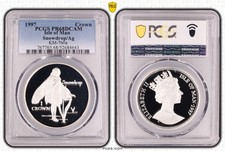 ISLE OF MAN PROOF 1 CROWN COIN 1997 YEAR KM#760a FAIRY SNOWDROP PCGS PR68 TOP ??