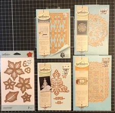 SPELLBINDERS Holiday Seasonal Dies TREE, POINSETTIA, HOLLY BERRY WREATH, TRELLIS