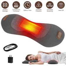 3 In1 Electric Lumbar Massager Support Pillow W/ Heat Vibration Plug-in Memory