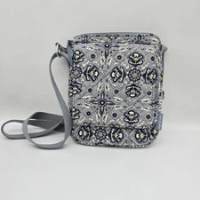 Vera Bradley Women's Floral Rfid Mini Hipster Plaza Tile Crossbody Bag Gray 