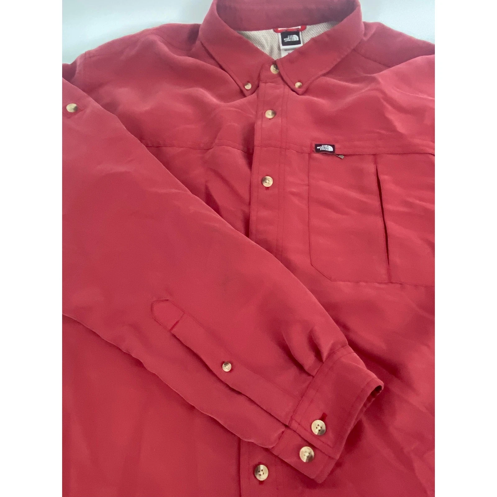 The North Face Red Button Down Long Sleeve Outdoor Camp/Casual Shirt Size XL
