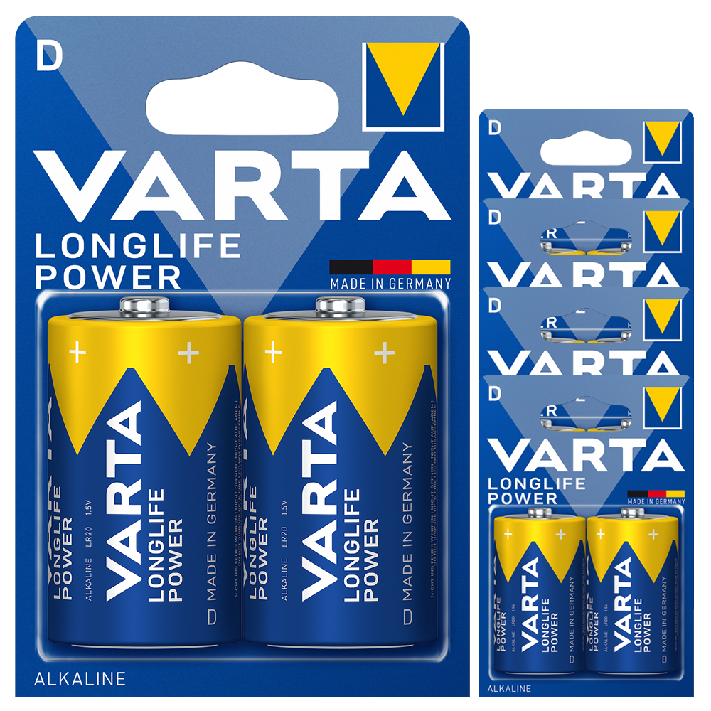 Varta Longlife Power D LR20 1.5V Alkaline Batteries x 10 *Long Expiry Dates*