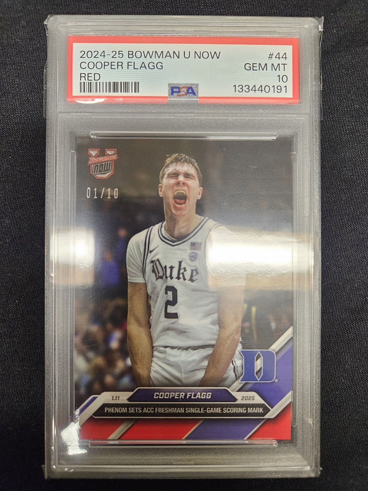 🔥🔥FOTL-PSA 10 2024-25 Bowman U Now - 🔥Cooper Flagg #44 🔥Red #1 /10🔥
