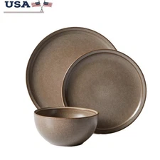 12-Piece Stoneware Dinnerware Set Microwave Dishwasher Safe Elegant Tableware US