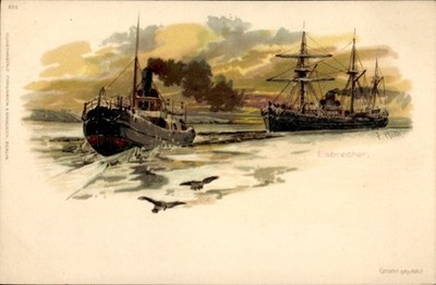 Artist Litho Icebreaker Clears the Way for a Steamship - 11535437