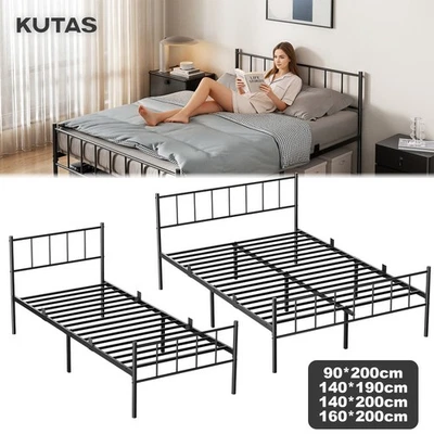 Metallbett Bettrahmen Hoher Kopfteil&Fußteil Bettgestell mit Lattenrost Neu - Bild 1 von 4