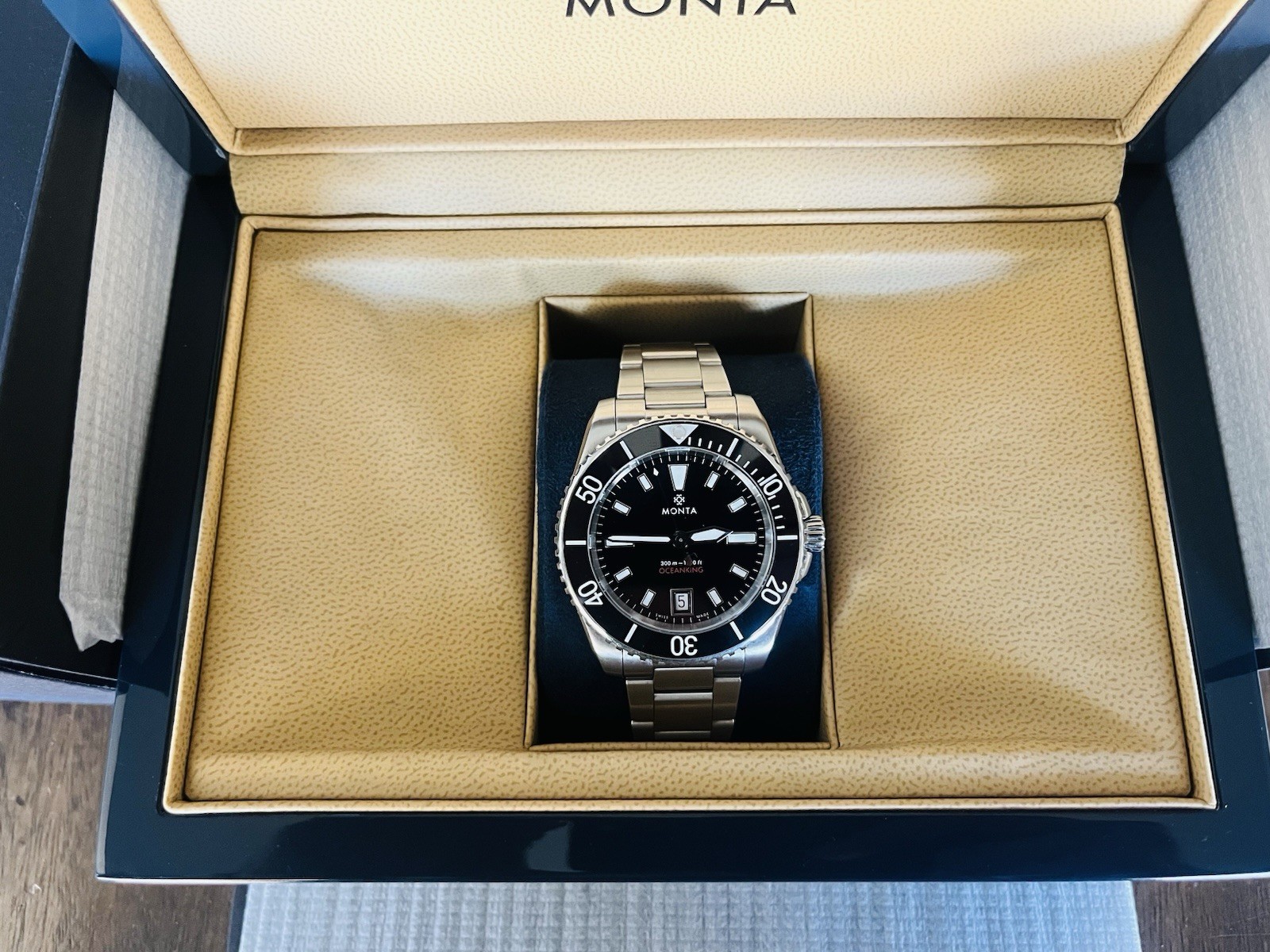 Monta Oceanking V3 Black Swiss Made Luxury Watch W/ Everest Rubber Strap/Tools