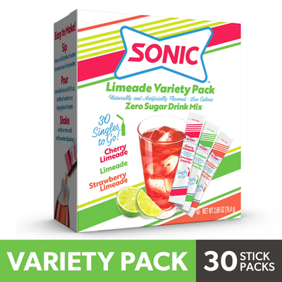 #ad Sonic Limeade Sugar Free Variety Pack Singles to Go Powdered Drink Mix 30 Count $3.97