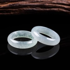 Certified natural A-grade jadeite green white Simple ring fashion jewelry