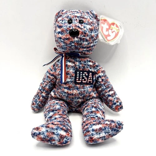 Vintage 2000 Ty Beanie Baby Proud To Be An American USA The Bear With Tag Errors