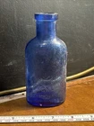 Antique Edwardian Milk of Magnesia Blue Glass Bottle - vintage vase or ornament
