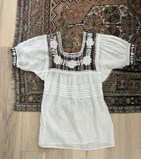VINTAGE MEXICAN EMBROIDERED COTTON CHIAPAS OAXACAN BLOUSE TOP