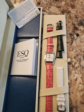 ESQ Swiss By Movado with 4 diamonds and 3 interchangeable leather bands. 