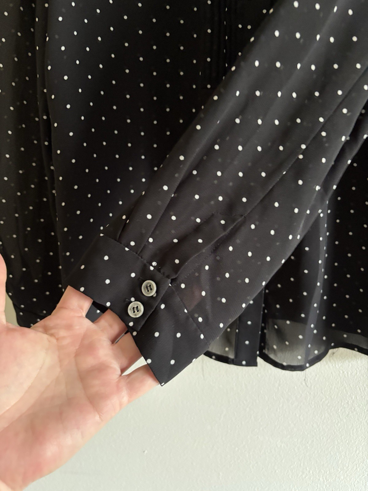 Halogen Black Polka Dot Button Down Blouse Sz XL - image 4