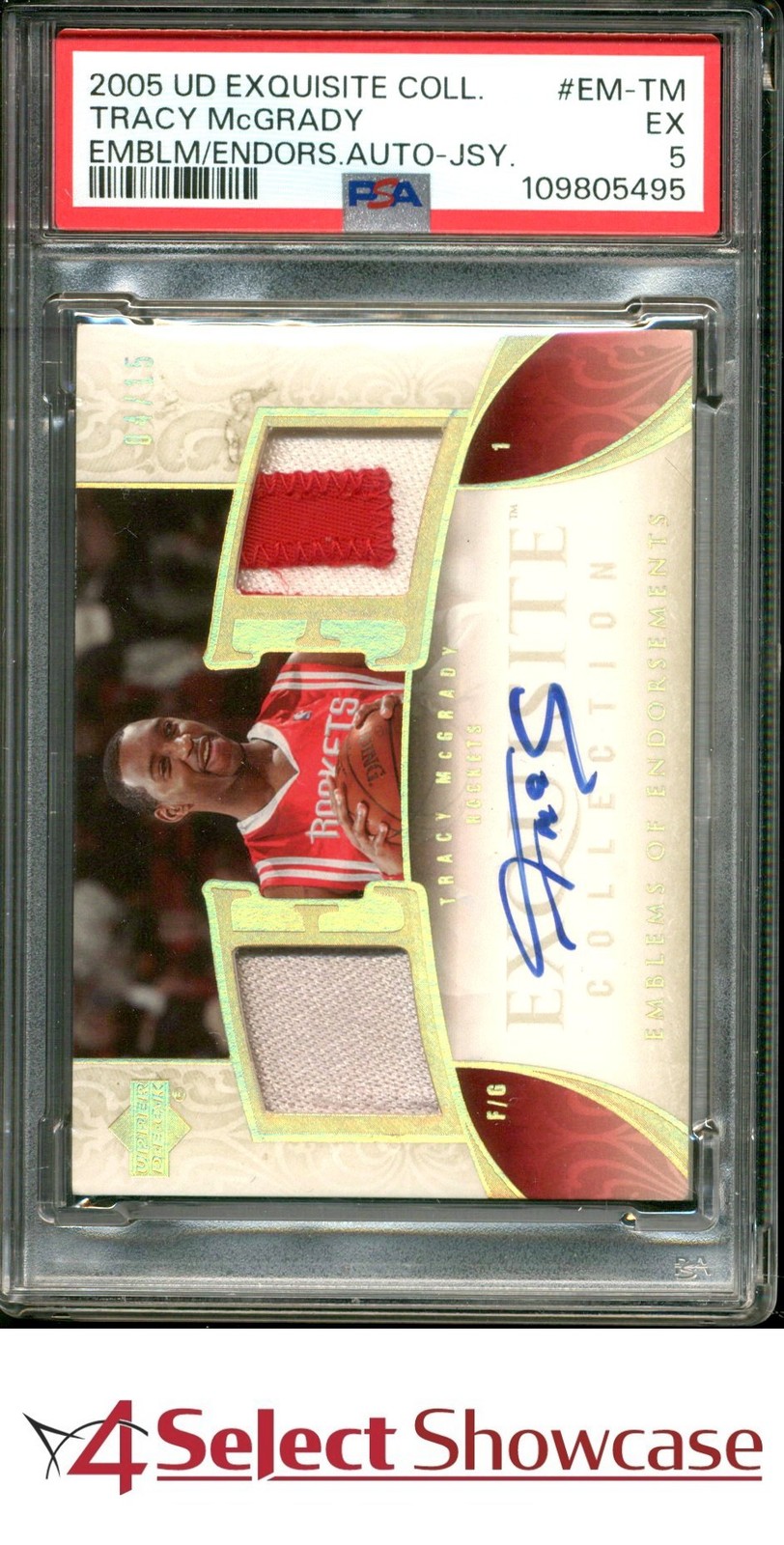 2005 EXQUISITE COLLECTION EMBLEMS OF ENDORSEMENTS AUTO TRACY McGRADY #/15 PSA 5 view 1