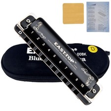 EAST TOP T008K 2.0 Update Harmonica Key of D, 10 Holes Diatonic Mouth Organ w...