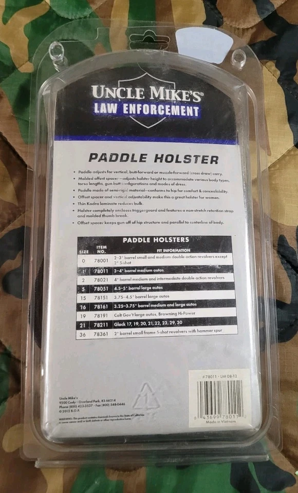 Uncle Mike's Size 1 Owb Nylon Paddle Holster Right-hand Black - Image 2 of 4