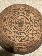 Peruvian Mate Burilado Gourd Rattle - Hand Carved - Intricate Storytelling Gourd