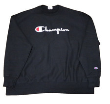 Champion Reverse Weave Mens XXL Crew Neck Black Script Spell Out Sweatshirt