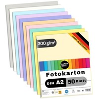 Perfect Ideaz 50 Blatt Fotokarton A2 Bastelkarton 10 Pastellfarben Plakat Karton