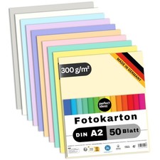 perfect ideaz 50 Blatt Fotokarton A2 Bastelkarton 10 Pastellfarben Plakat Karton