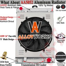 3Row Radiator Shroud Fan Fit Chevy Hot Rod Classic W/Trans Cooler 19 3/4"HX27"W,