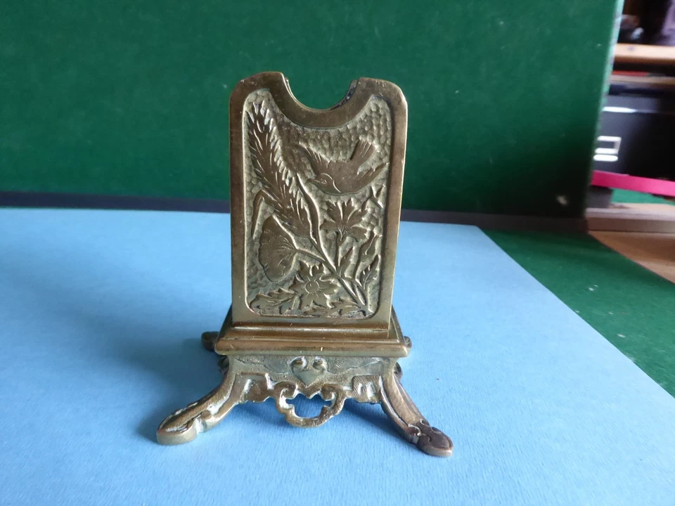 ANCIEN PYROGENE ET PORTE-ALLUMETTES BRONZE DORE - Photo 3/4