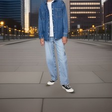 Trendy GAP Boys Baggy Jeans Lt Blue M 8-9 130 CM Adjustable Waist Denim 2pair