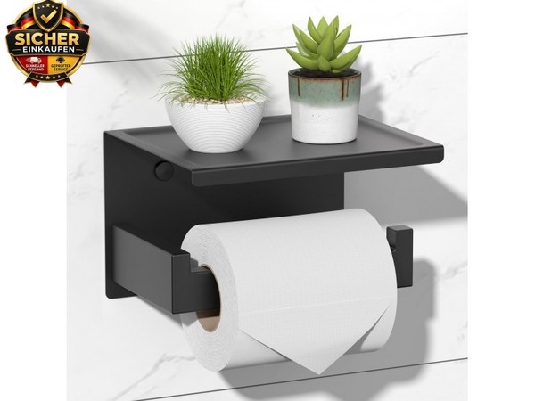 Toilettenpapierhalter Ohne Bohren, Selbstklebend Klopapierhalter Mit Ablage,-image